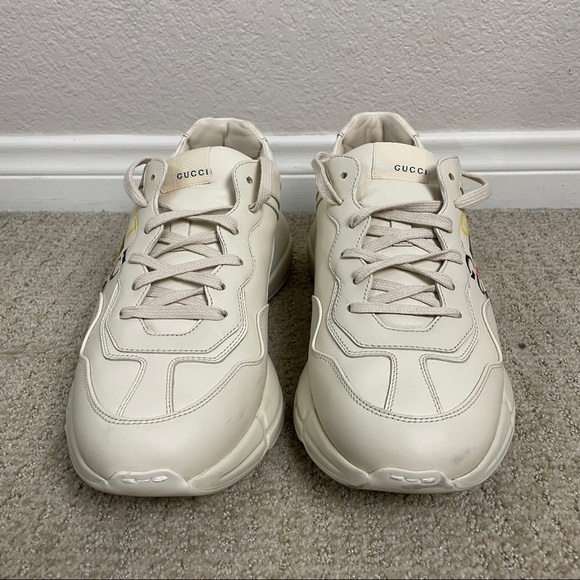 Gucci Men's Rhyton Gucci Logo Leather Sneaker Size 9.5 - Picture 2 of 10